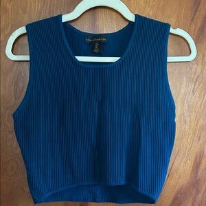 House of Harlow Navy Ribbed Crop Top
